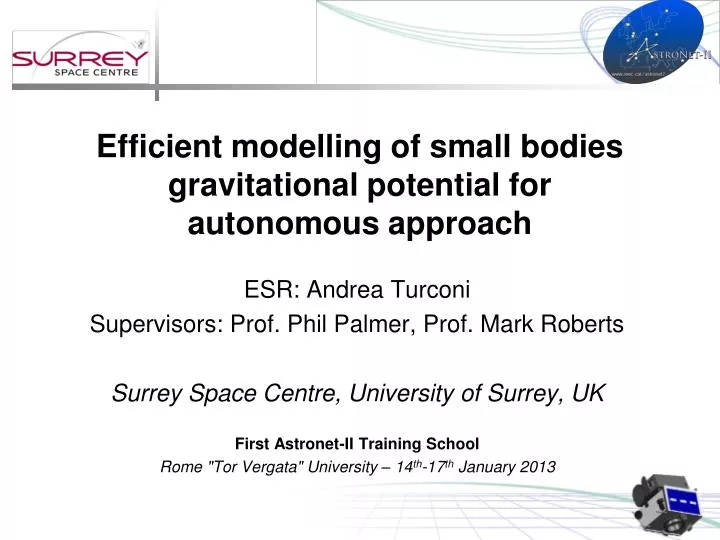 efficient modelling of small bodies gravitational potential for autonomous approach