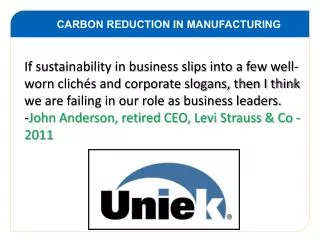 CARBON REDUCTION IN MANUFACTURING