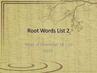 Root Words List 2