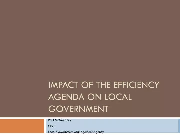 impact of the efficiency agenda on local government
