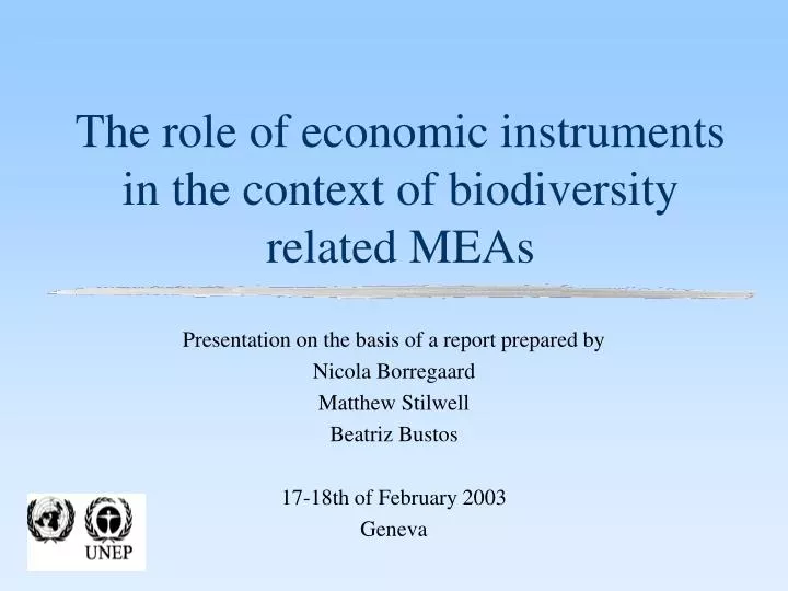 the role of economic instruments in the context of biodiversity related meas