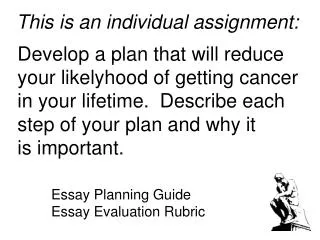 Develop a plan that will reduce your likelyhood of getting cancer