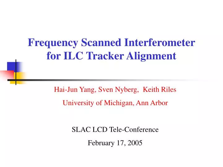 frequency scanned interferometer for ilc tracker alignment