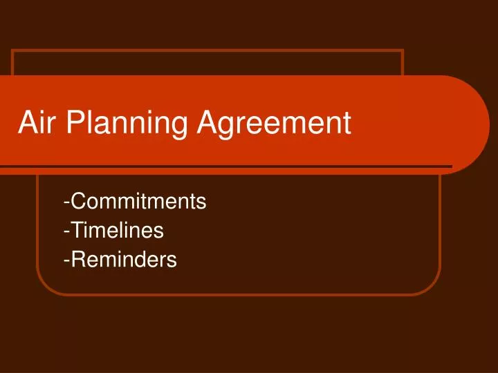 air planning agreement