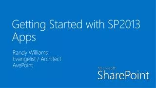 Getting Started with SP2013 Apps