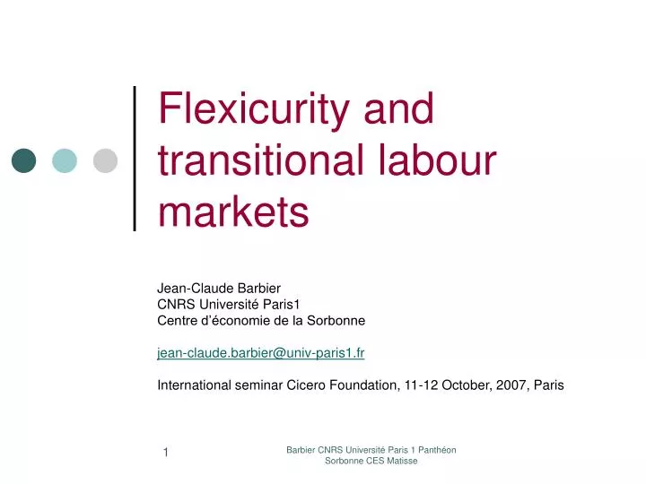 flexicurity and transitional labour markets