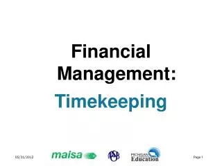 Financial Management: Timekeeping