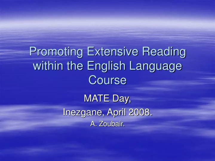 promoting extensive reading within the english language course