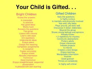 Your Child is Gifted. . .