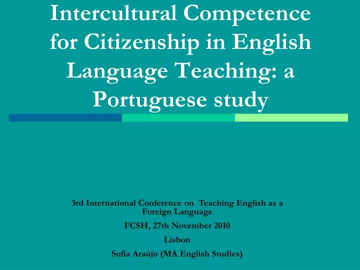 intercultural competence for citizenship in english language teaching a portuguese study