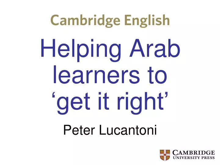 helping arab learners to get it right