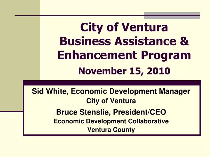 city of ventura business assistance enhancement program november 15 2010