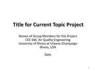 Title for Current Topic Project