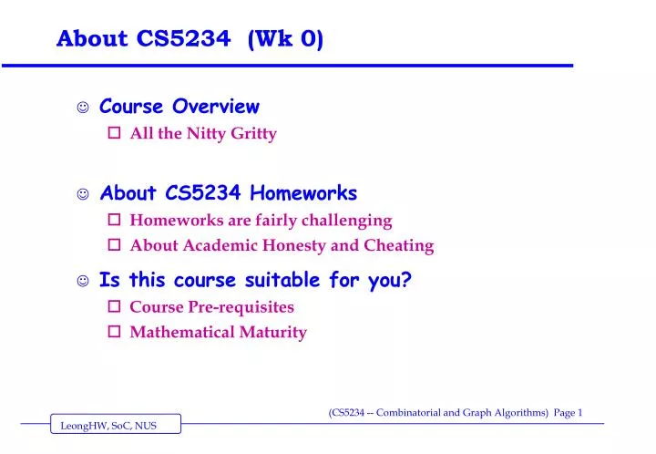 about cs5234 wk 0