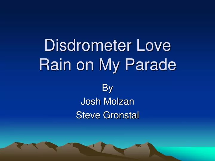 disdrometer love rain on my parade