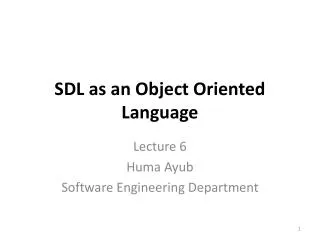 SDL as an Object Oriented Language