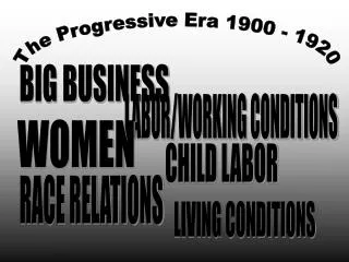 The Progressive Era 1900 - 1920