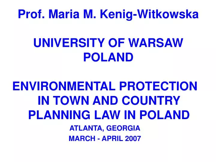 prof maria m kenig witkowska university of warsaw poland
