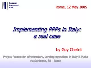 Implementing PPPs in Italy: a real case