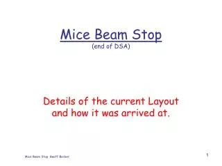 Mice Beam Stop (end of DSA)