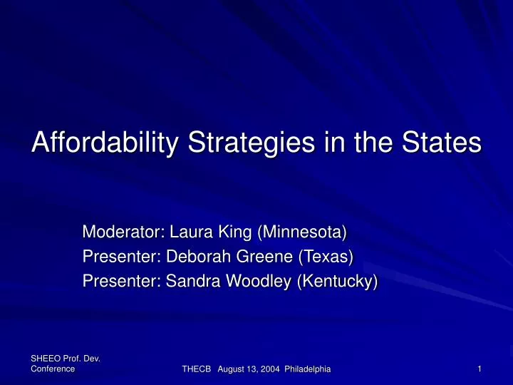 affordability strategies in the states