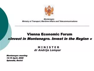 Montenegro Ministry of Transport, Maritime Affairs and Telecommunications