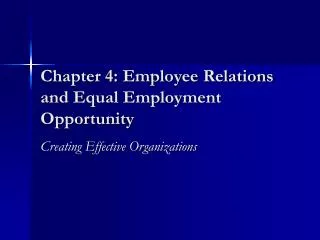 chapter 4 employee relations and equal employment opportunity