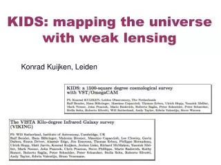 KIDS: mapping the universe with weak lensing Konrad Kuijken, Leiden