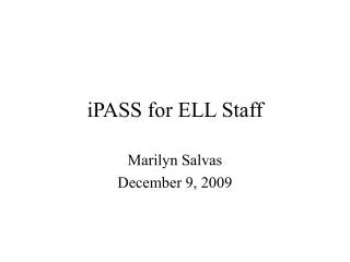 iPASS for ELL Staff