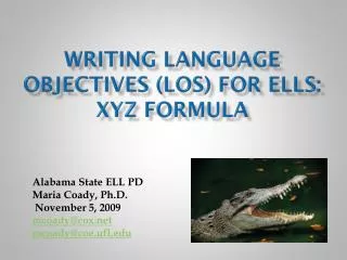 Writing Language Objectives (LOS) for ELLs: XYZ Formula
