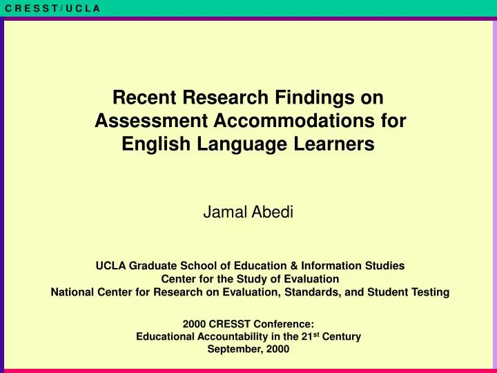 recent research findings on assessment accommodations for english language learners