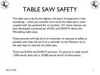 TABLE SAW SAFETY