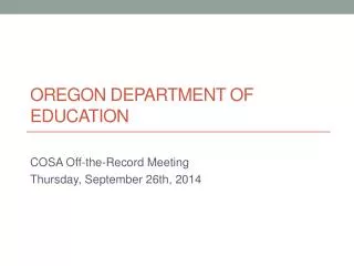 oregon department of education