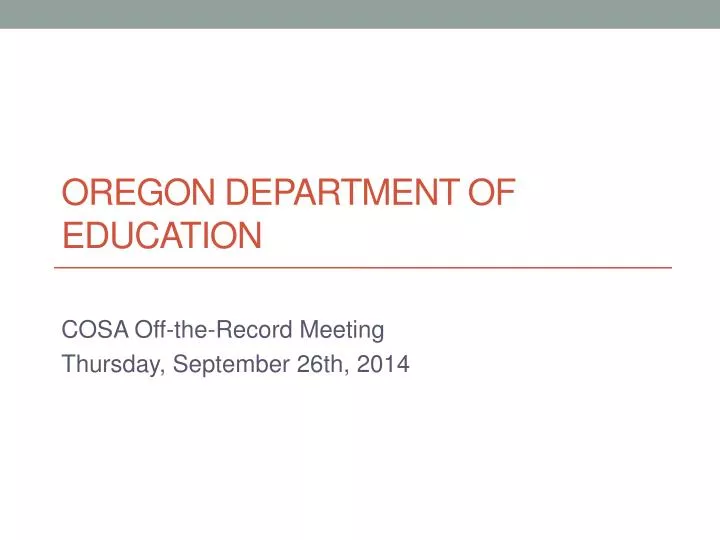 oregon department of education