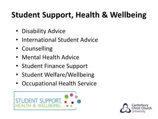Student Support, Health &amp; Wellbeing