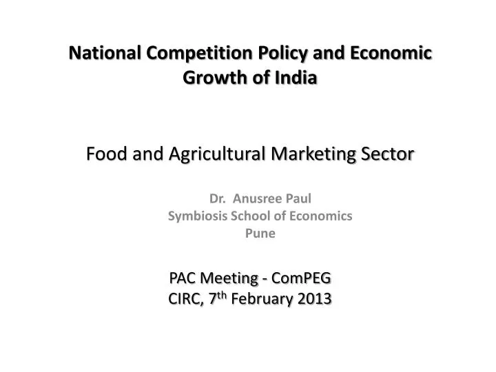 food and agricultural marketing sector