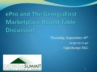 ePro and The GeorgiaFirst Marketplace Round Table Discussion