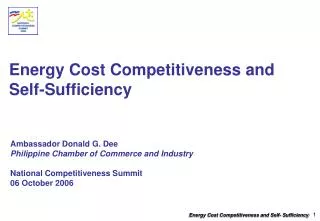 Energy Cost Competitiveness and Self-Sufficiency
