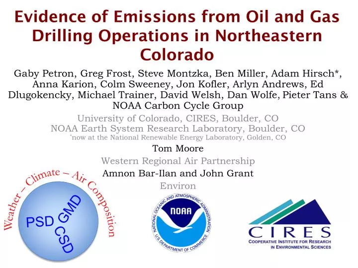 evidence of emissions from oil and gas drilling operations in northeastern colorado