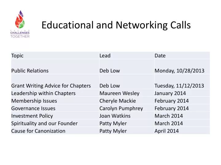 educational and networking calls