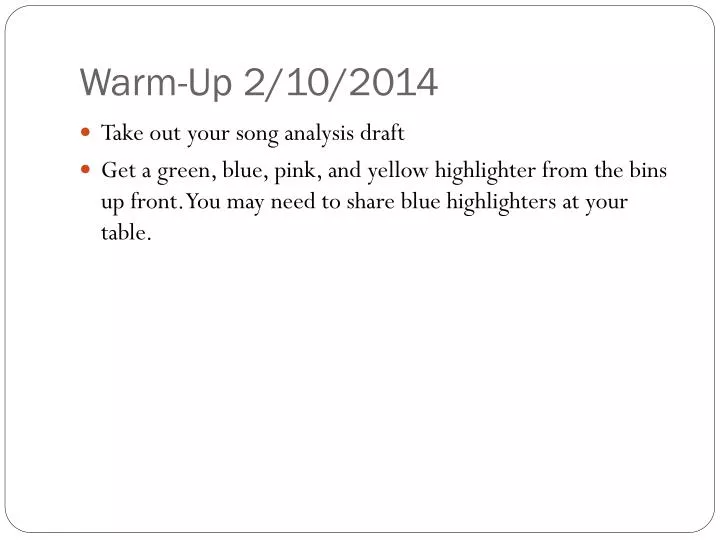 warm up 2 10 2014