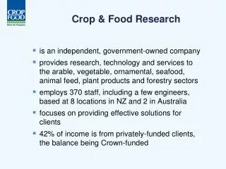 Crop &amp; Food Research
