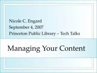 Managing Your Content