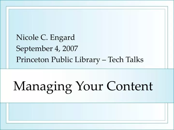 nicole c engard september 4 2007 princeton public library tech talks