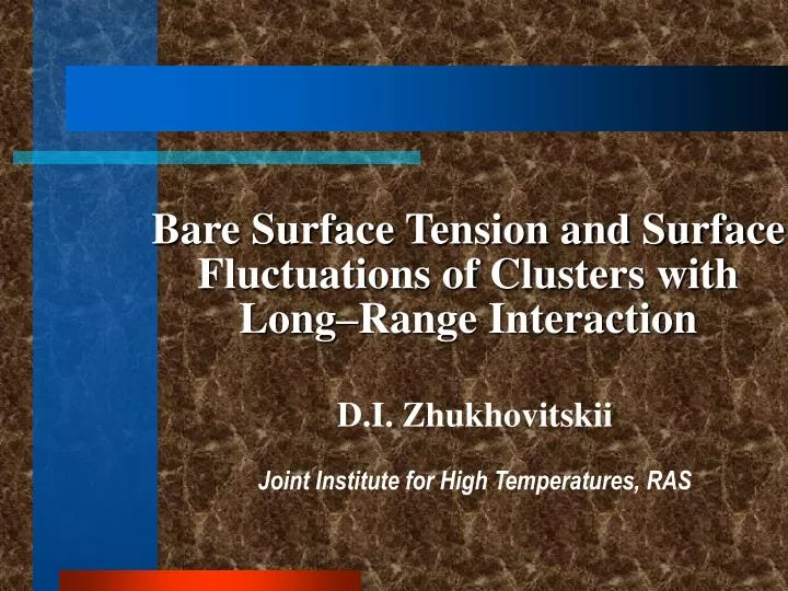 bare surface tension and surface fluctuations of clusters with long range interaction