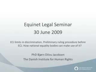 Equinet Legal Seminar 30 June 2009