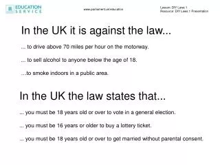 In the UK it is against the law... ... to drive above 70 miles per hour on the motorway.