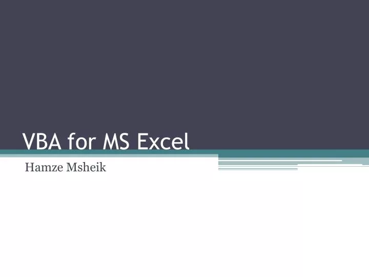 vba for ms excel