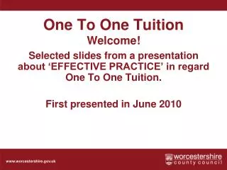 One To One Tuition Welcome!