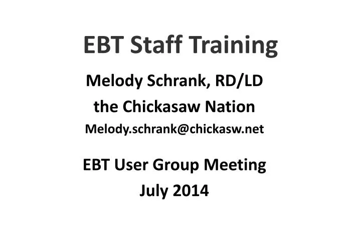 ebt staff training